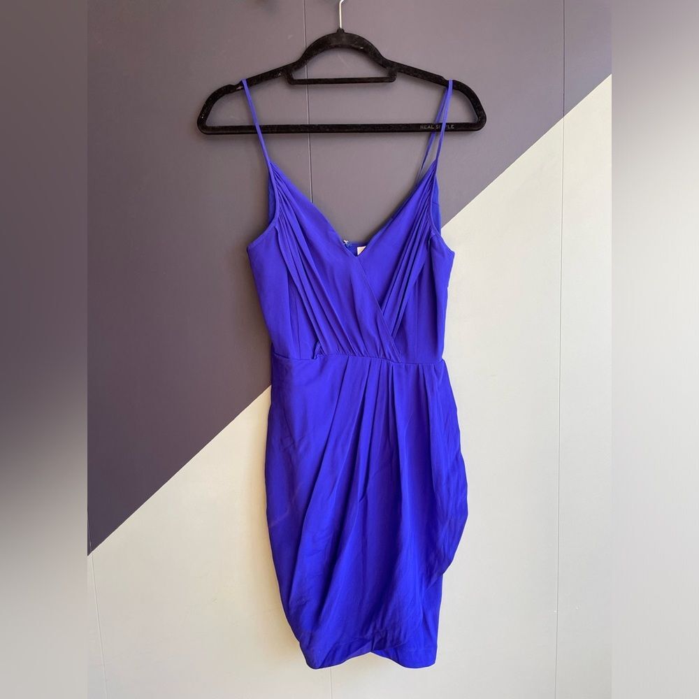 NWT Yumi Kim 100% Silk Jayne Draped Tulip Cami Dress, Blue, Sz S (Has Flaws)